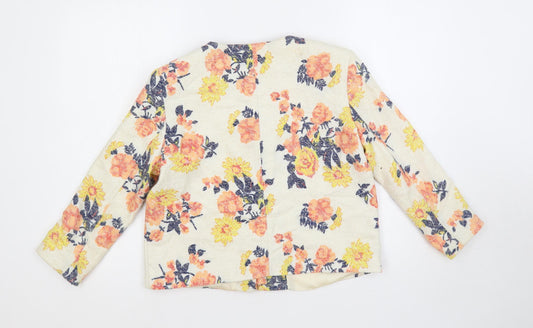 River Island Womens Ivory Floral Jacket Size 10 Zip