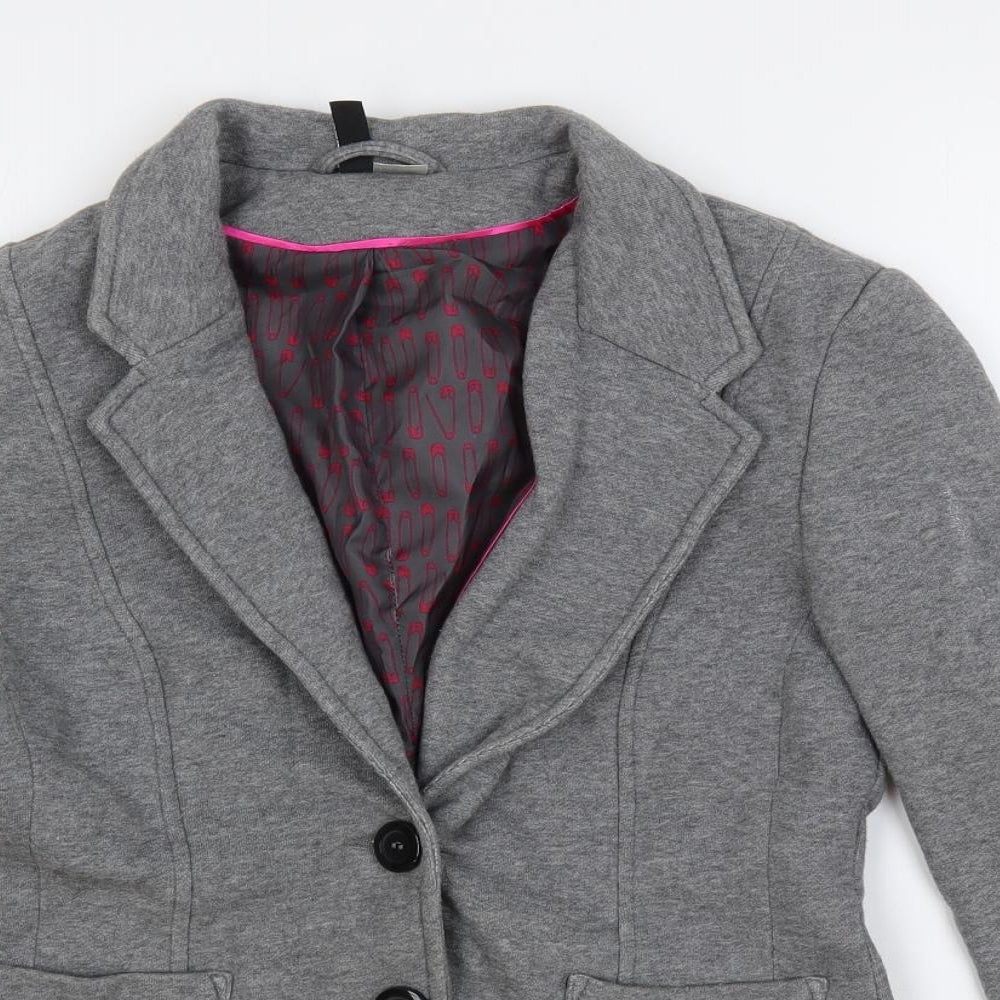 Divided by H&M Womens Grey Jacket Blazer Size 12 Button