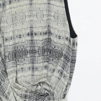 Mango Womens Grey Geometric Polyester Mini Size XS Round Neck Pullover