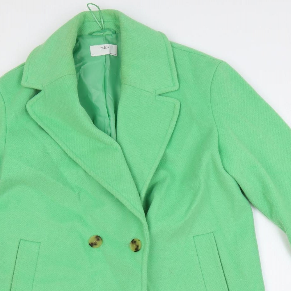 Womens UK Size 12 Marks and Spencer Green Overcoat