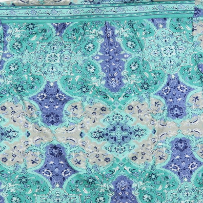 Kai Ming Womens Green Paisley Polyester Basic Button-Up Size 12 Mock Neck