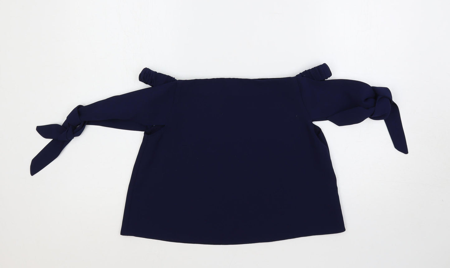 Womens UK Size 8 Topshop Blue Cropped Blouse
