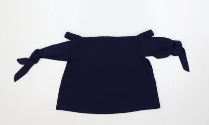 Womens UK Size 8 Topshop Blue Cropped Blouse