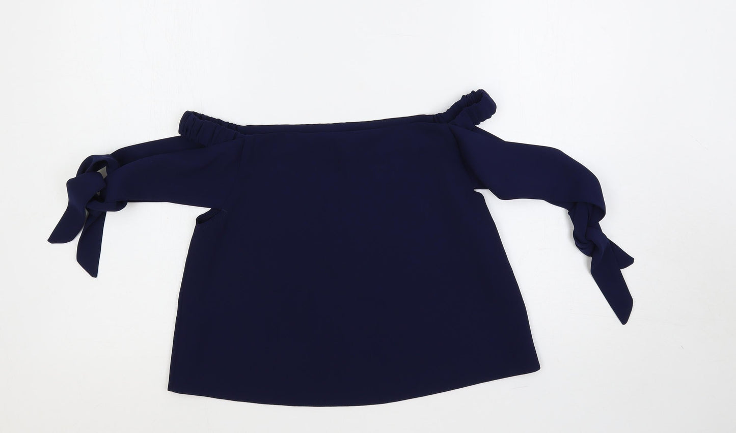 Womens UK Size 8 Topshop Blue Cropped Blouse