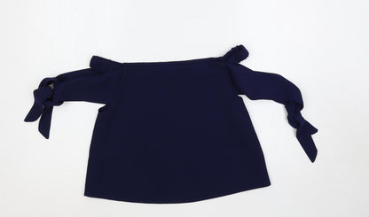 Womens UK Size 8 Topshop Blue Cropped Blouse