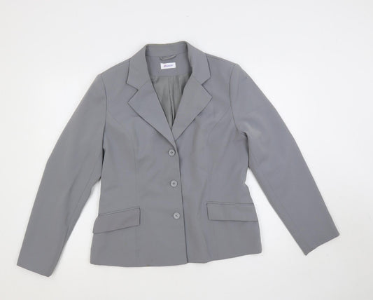 Damart Womens Grey Jacket Blazer Size 12 Button
