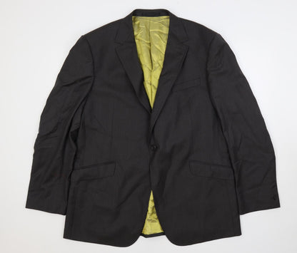 Autograph Mens Grey Striped Wool Jacket Suit Jacket Size 46 Regular