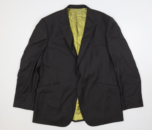 Autograph Mens Grey Striped Wool Jacket Suit Jacket Size 46 Regular