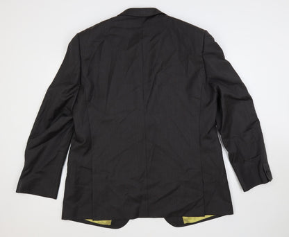 Autograph Mens Grey Striped Wool Jacket Suit Jacket Size 46 Regular