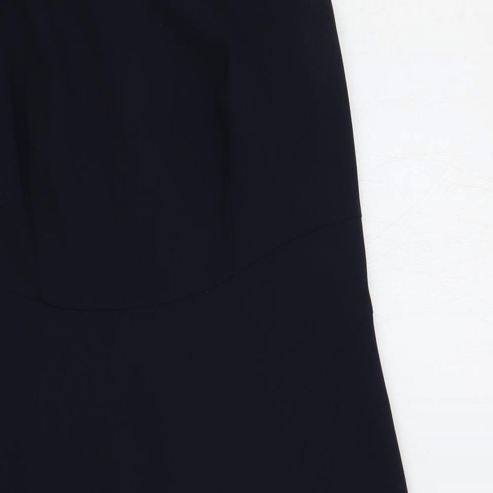 John Lewis Womens Blue Polyester Pencil Dress Size 12 Round Neck Zip