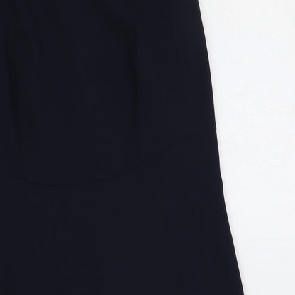 John Lewis Womens Blue Polyester Pencil Dress Size 12 Round Neck Zip