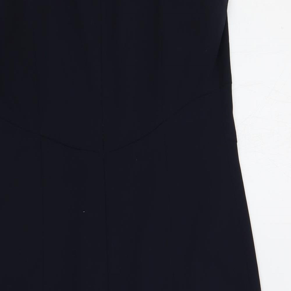 John Lewis Womens Blue Polyester Pencil Dress Size 12 Round Neck Zip