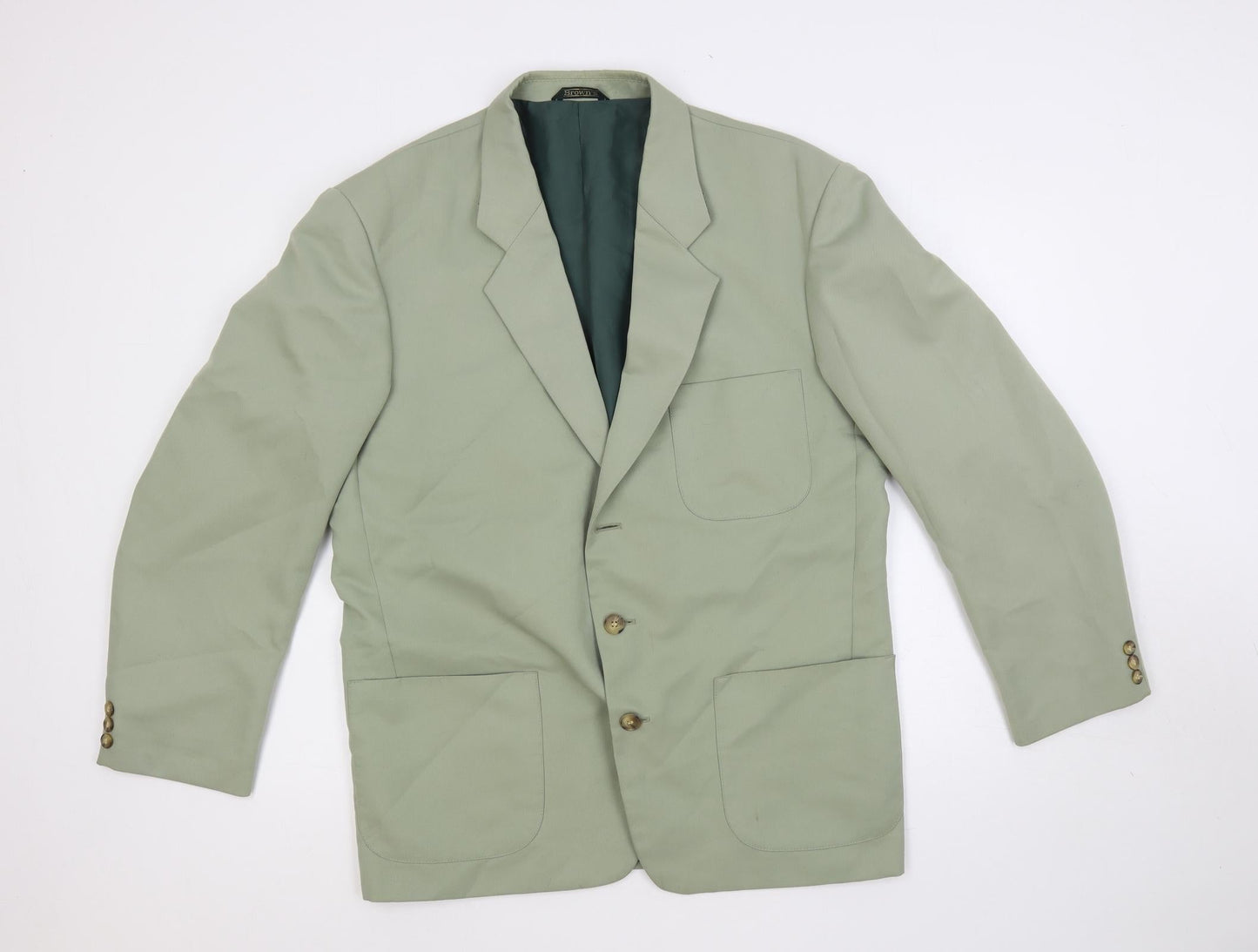 Browns Mens Green Polyester Jacket Blazer Size 42 Regular
