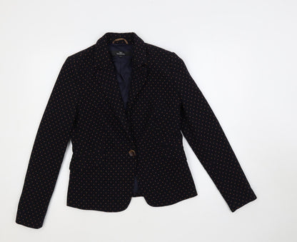 NEXT Womens Blue Geometric Jacket Blazer Size 10 Button