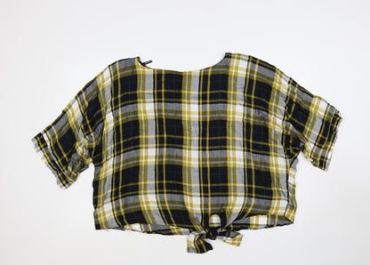 Dorothy Perkins Womens Multicoloured Plaid Viscose Basic Blouse Size 16 Boat Neck - Oversized