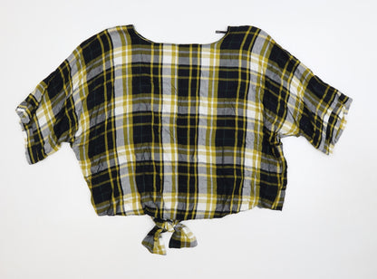 Dorothy Perkins Womens Multicoloured Plaid Viscose Basic Blouse Size 16 Boat Neck - Oversized