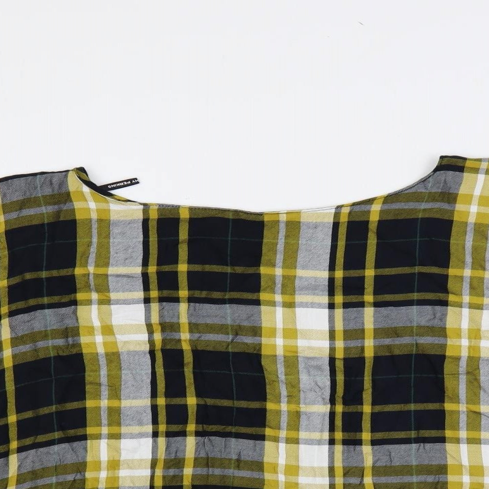 Dorothy Perkins Womens Multicoloured Plaid Viscose Basic Blouse Size 16 Boat Neck - Oversized