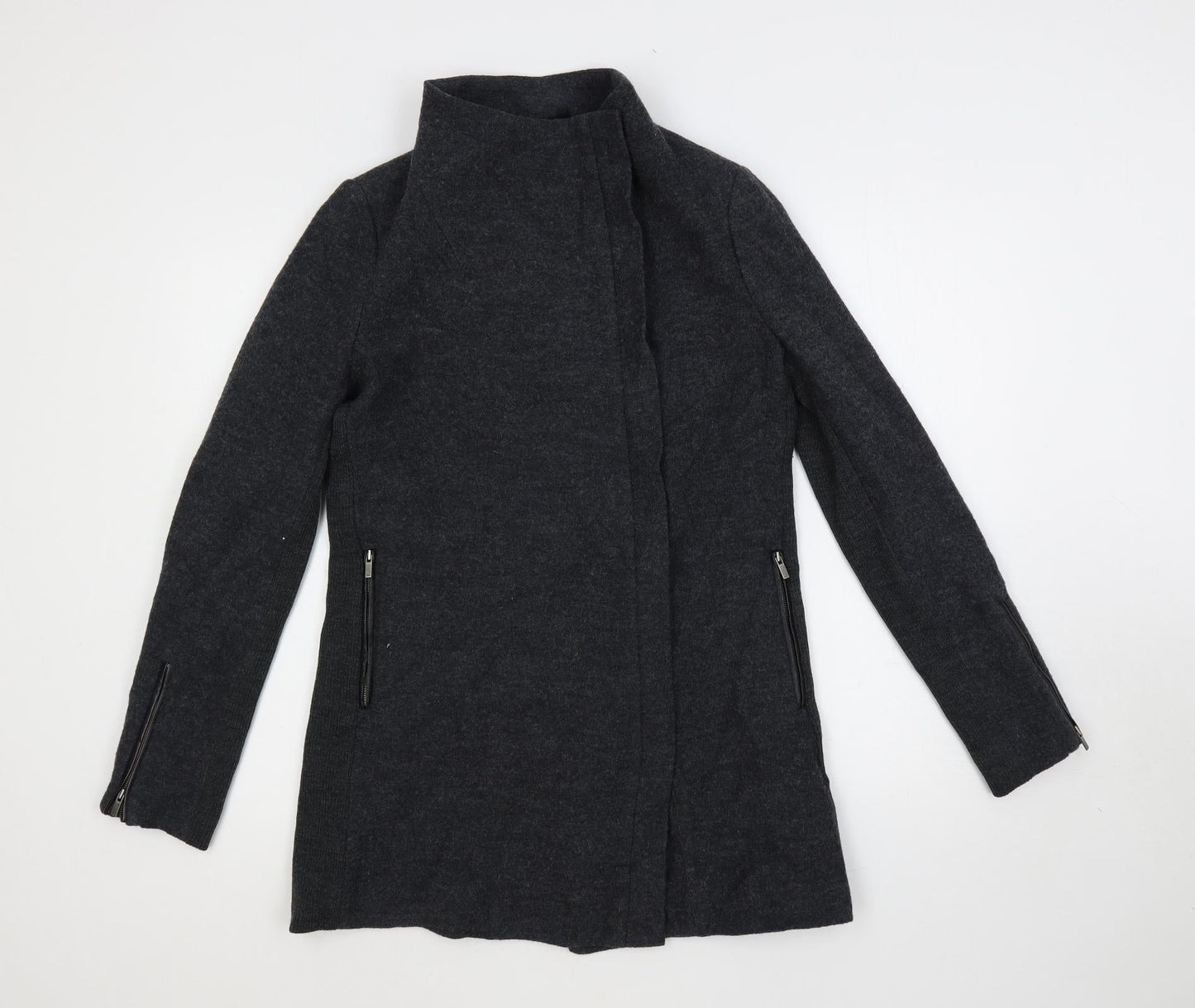 MARCS Womens Grey Biker Coat Size 10 Zip - Zipped Pockets