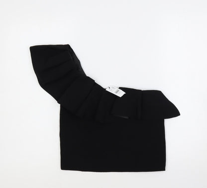 Womens UK Size 6 Topshop Black Cropped Blouse
