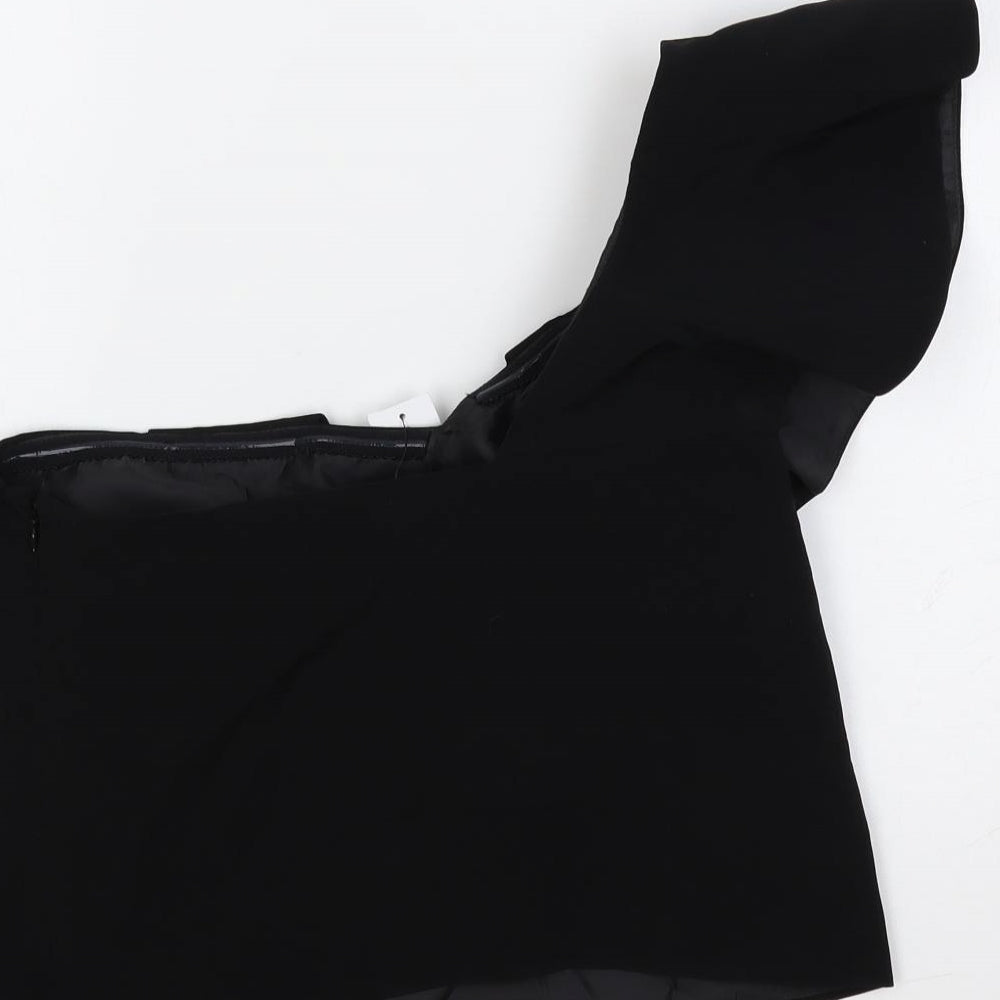 Womens UK Size 6 Topshop Black Cropped Blouse