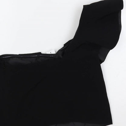 Womens UK Size 6 Topshop Black Cropped Blouse