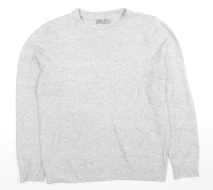 Marks and Spencer Mens Grey Round Neck Acrylic Pullover Jumper Size L Long Sleeve