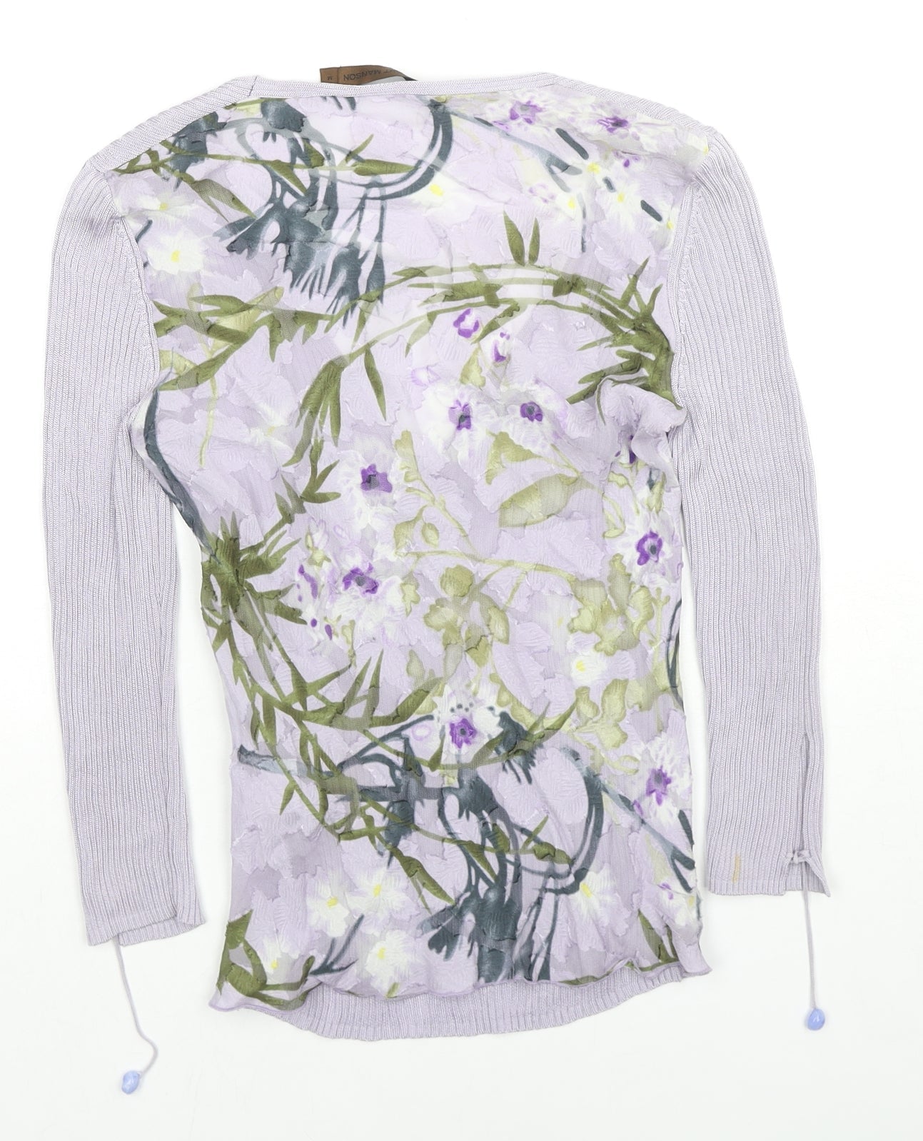 Fenn Wright Manson Womens Purple V-Neck Floral Viscose Pullover Jumper Size M - Sleeve Rock Detail