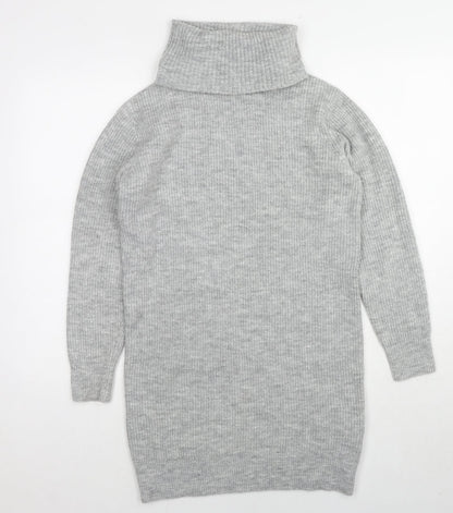 Womens UK Size XS Miss Selfridge Grey Tunic Jumper