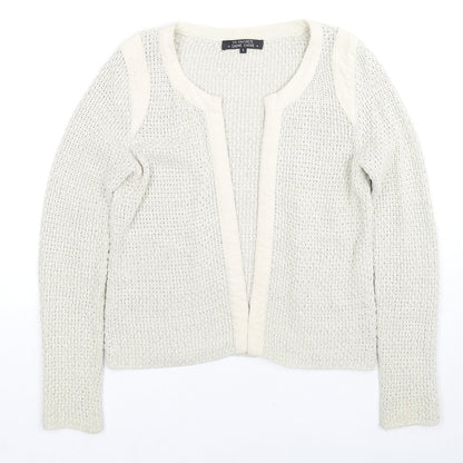 Cache Cache Womens Beige V-Neck Cotton Cardigan Jumper Size S - Glitter Detail, Label Size 1