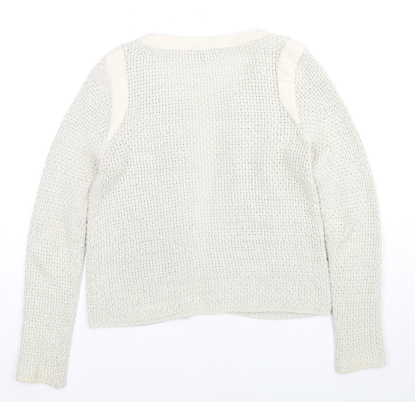 Cache Cache Womens Beige V-Neck Cotton Cardigan Jumper Size S - Glitter Detail, Label Size 1