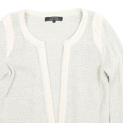 Cache Cache Womens Beige V-Neck Cotton Cardigan Jumper Size S - Glitter Detail, Label Size 1