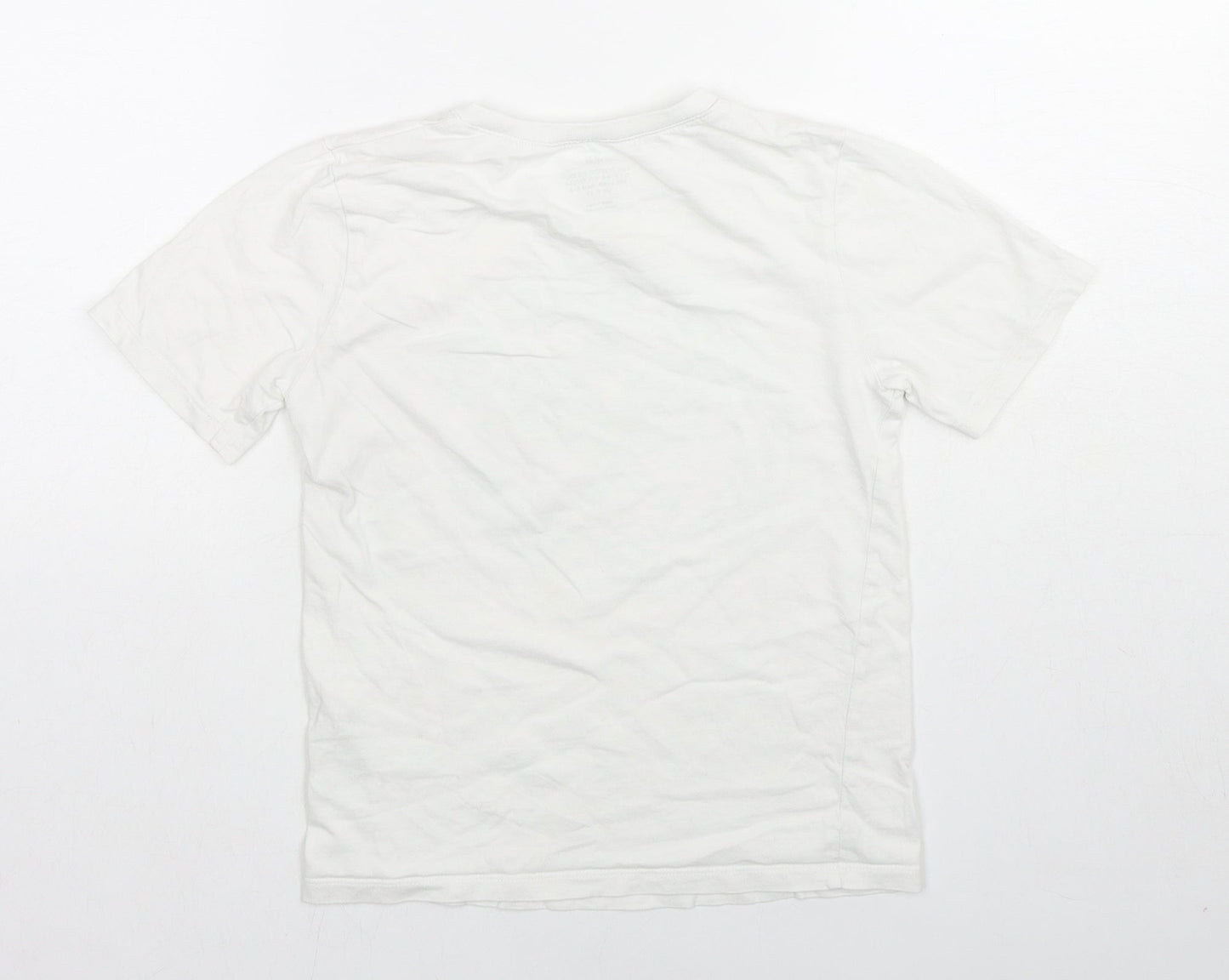 H&M Girls White Cotton Basic T-Shirt Size 6-7 Years Round Neck Pullover - 6-8 Years, Racket Sports Club