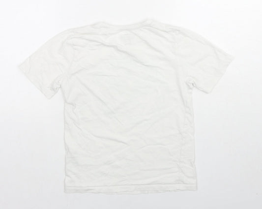 H&M Girls White Cotton Basic T-Shirt Size 6-7 Years Round Neck Pullover - 6-8 Years, Racket Sports Club