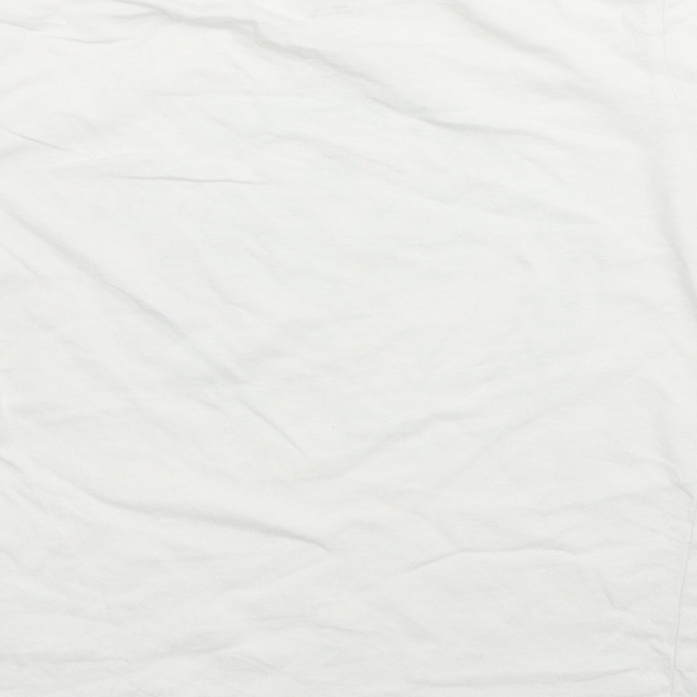H&M Girls White Cotton Basic T-Shirt Size 6-7 Years Round Neck Pullover - 6-8 Years, Racket Sports Club