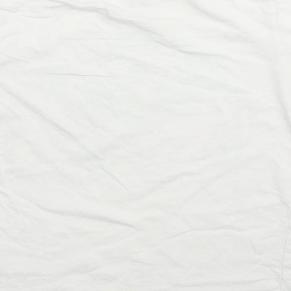 H&M Girls White Cotton Basic T-Shirt Size 6-7 Years Round Neck Pullover - 6-8 Years, Racket Sports Club