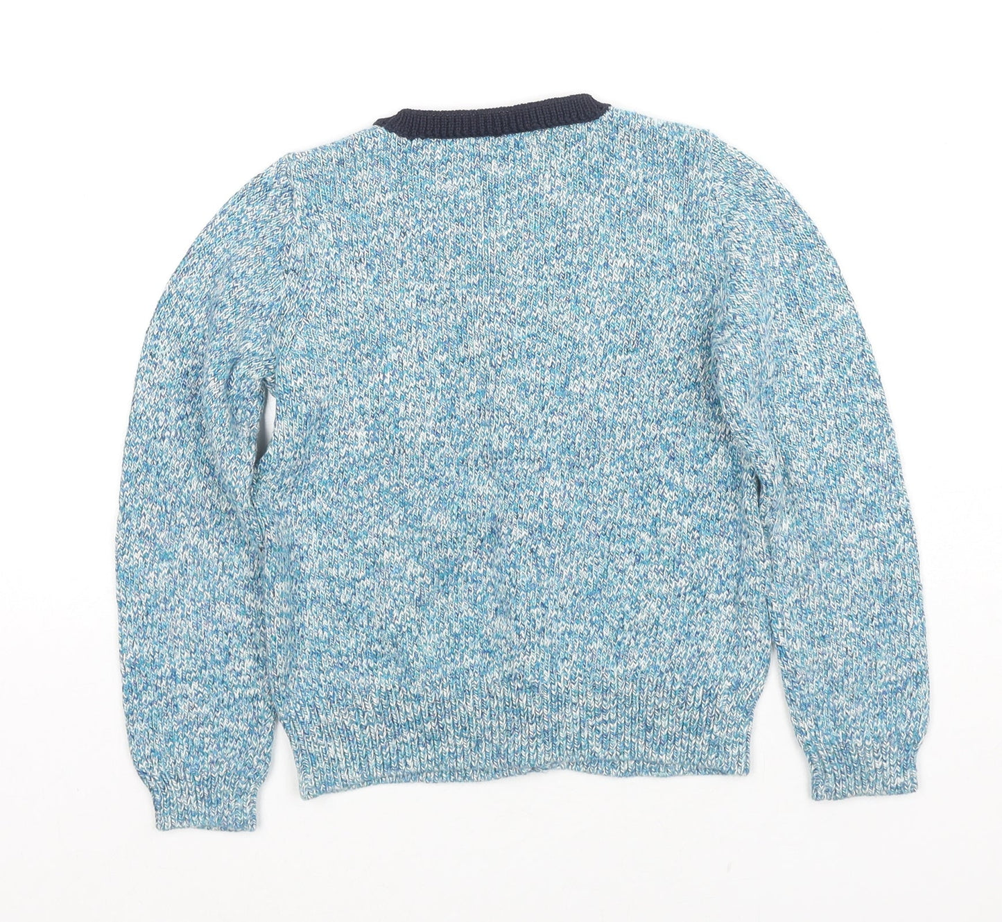 Crewcuts Girls Blue Round Neck Polyester Cardigan Jumper Size 7 Years Button - Embraided Anchor
