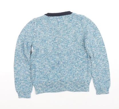 Crewcuts Girls Blue Round Neck Polyester Cardigan Jumper Size 7 Years Button - Embraided Anchor