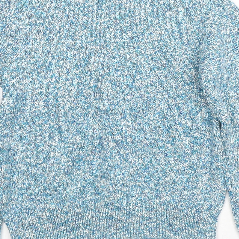Crewcuts Girls Blue Round Neck Polyester Cardigan Jumper Size 7 Years Button - Embraided Anchor