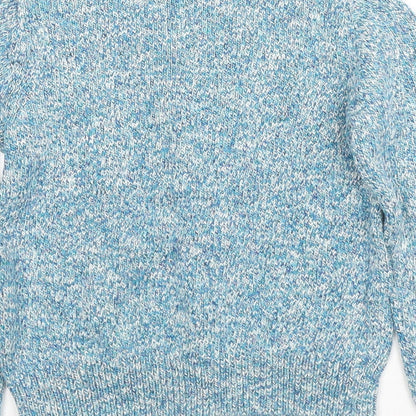 Crewcuts Girls Blue Round Neck Polyester Cardigan Jumper Size 7 Years Button - Embraided Anchor