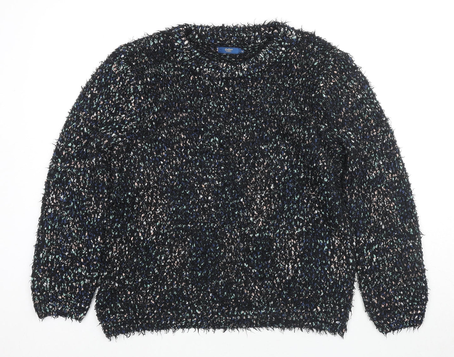 Cotton Traders Womens Black Round Neck Polyester Pullover Jumper Size 14