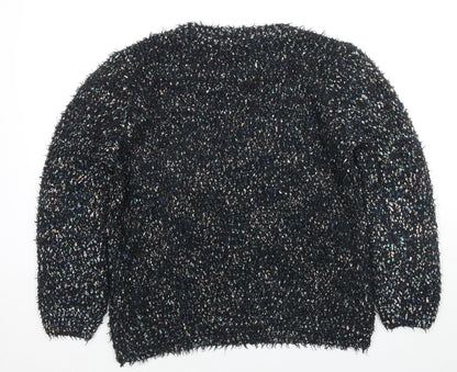 Cotton Traders Womens Black Round Neck Polyester Pullover Jumper Size 14