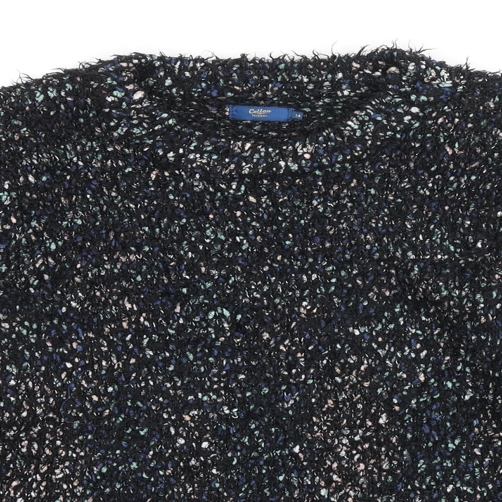 Cotton Traders Womens Black Round Neck Polyester Pullover Jumper Size 14