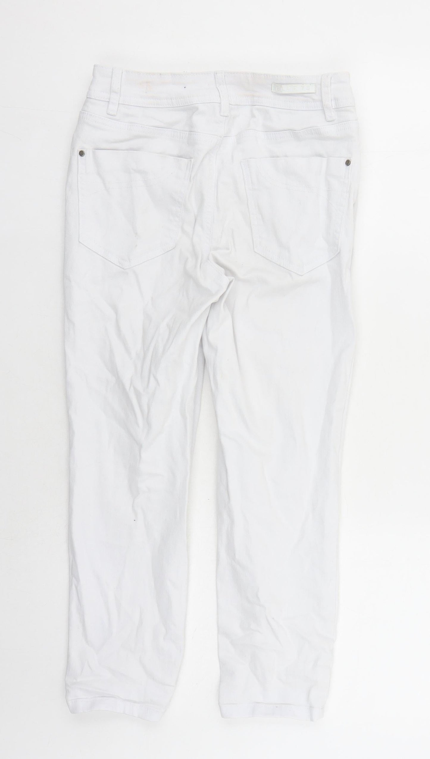 Monsoon Womens White Cotton Cropped Jeans Size 8 L22 in Regular Zip