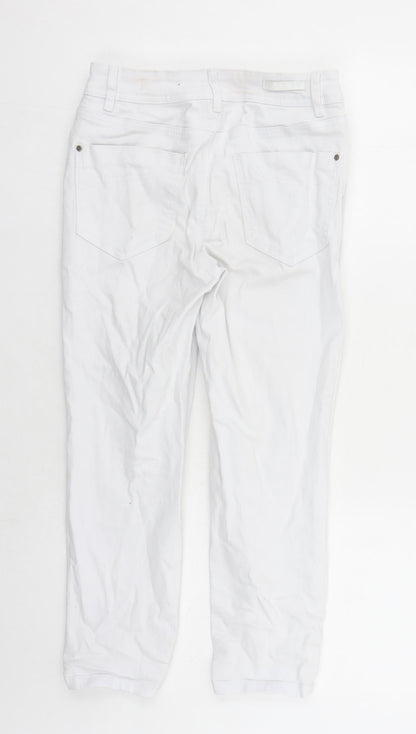 Monsoon Womens White Cotton Cropped Jeans Size 8 L22 in Regular Zip