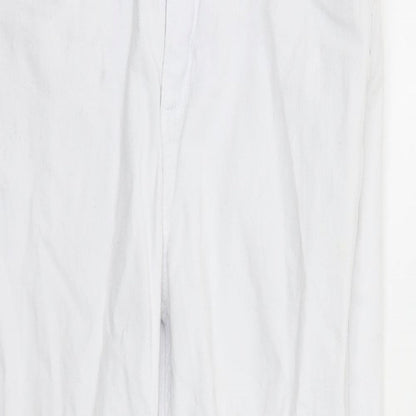 Monsoon Womens White Cotton Cropped Jeans Size 8 L22 in Regular Zip