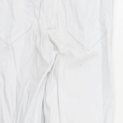Monsoon Womens White Cotton Cropped Jeans Size 8 L22 in Regular Zip