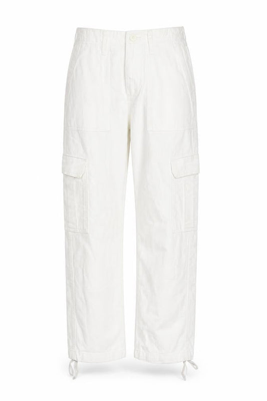 Front view of BDG women’s white cotton straight jeans, size XS, 28-inch leg regular zip - cargo