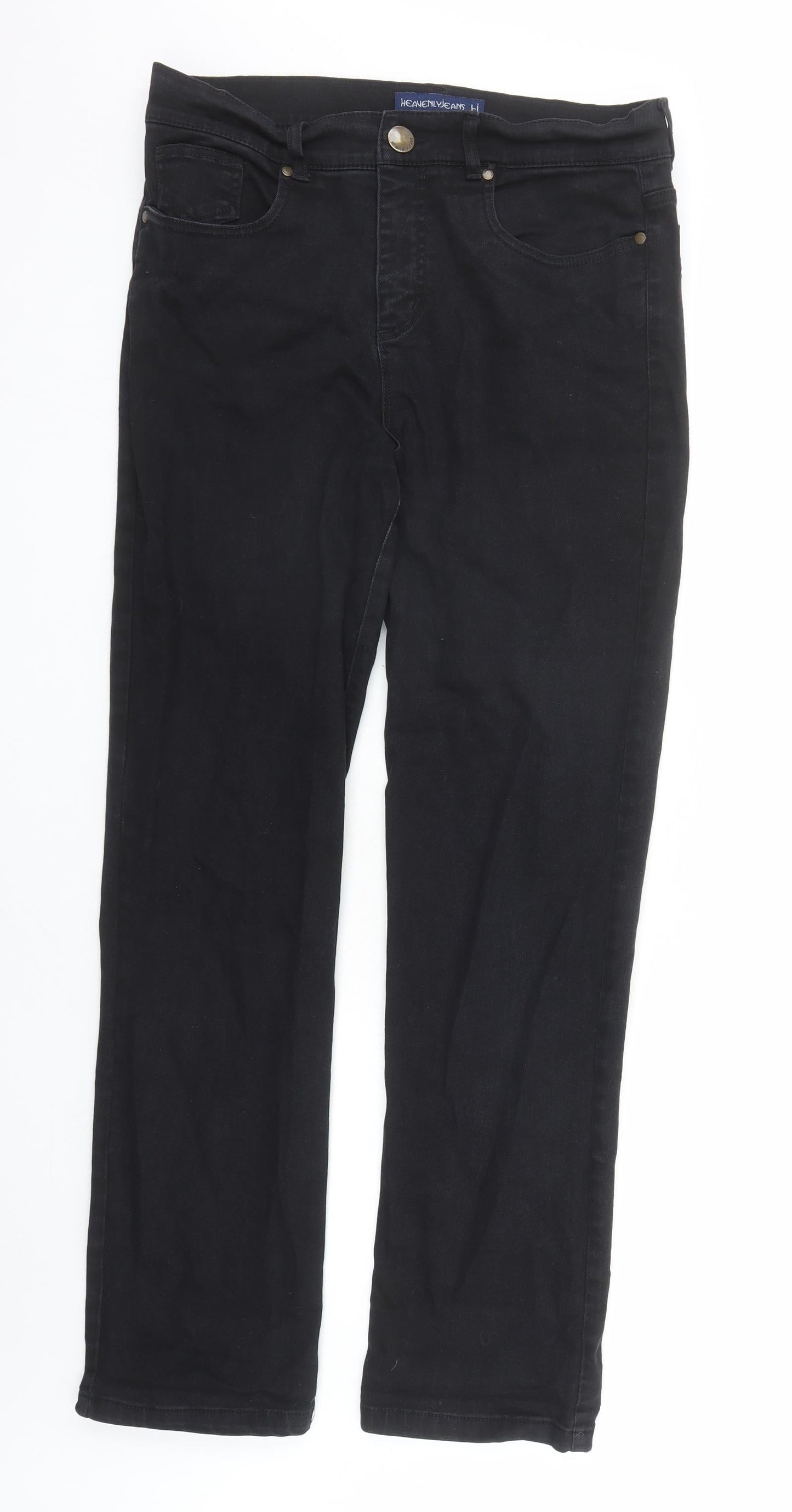 Heavenly Jeans Womens Black Cotton Straight Jeans Size 12 L31 in Regular Zip