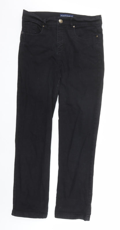 Heavenly Jeans Womens Black Cotton Straight Jeans Size 12 L31 in Regular Zip