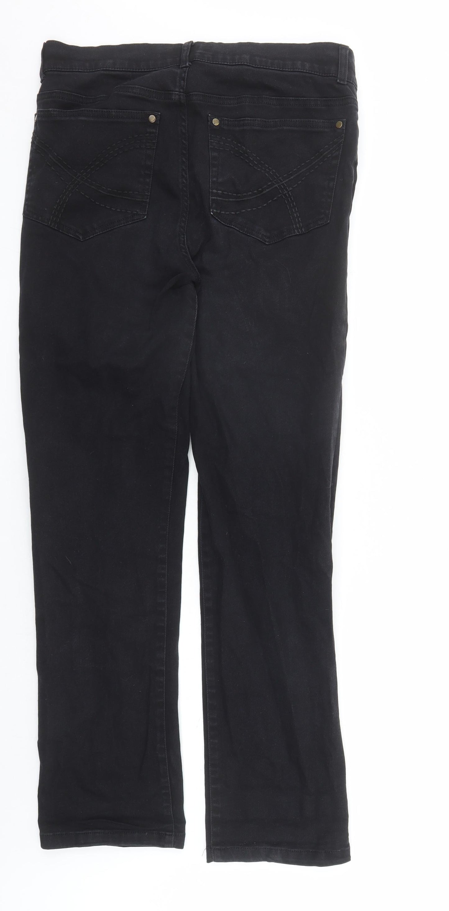 Heavenly Jeans Womens Black Cotton Straight Jeans Size 12 L31 in Regular Zip